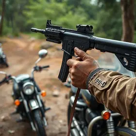 PMCE apreende submetralhadora e recupera motocicletas